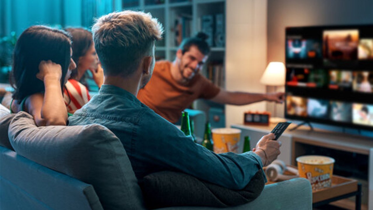 Friends watching streaming TV